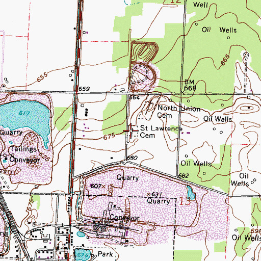 Topographic Map of Saint Lawrence Cemetery, OH