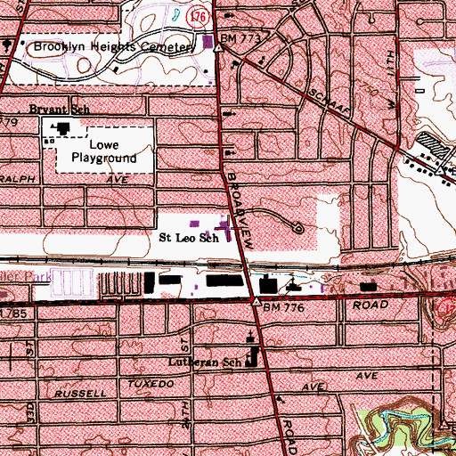 Topographic Map of Saint Leo the Great Parish School, OH