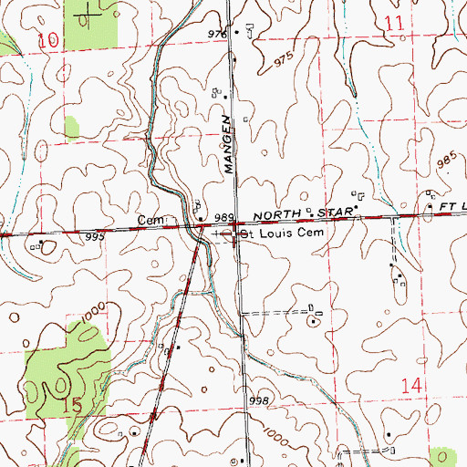 Topographic Map of Saint Louis Cemetery, OH