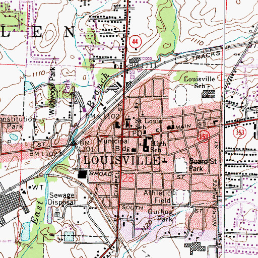 Topographic Map of Saint Louis School, OH