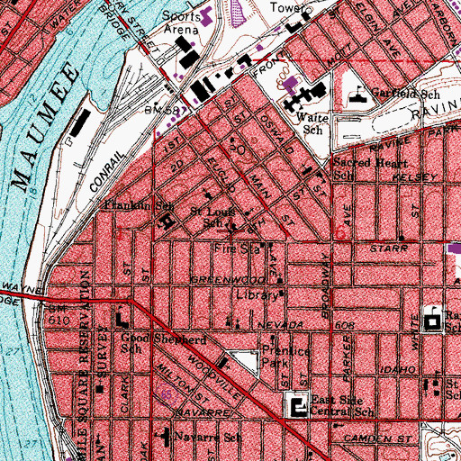 Topographic Map of Saint Louis School, OH