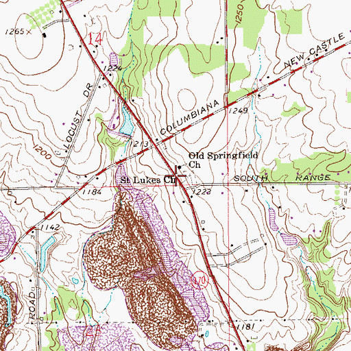 Topographic Map of Saint Lukes Church, OH