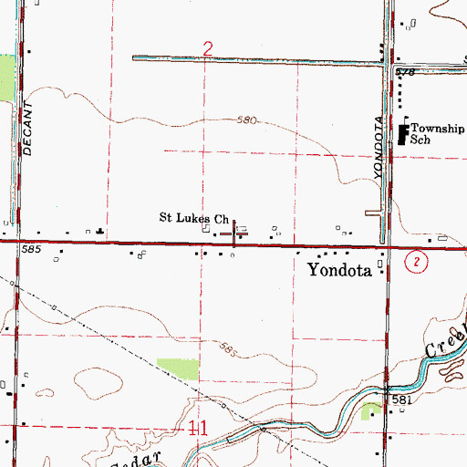 Topographic Map of Saint Lukes Church, OH