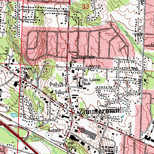 Topographic Map of Saint Lukes School, OH