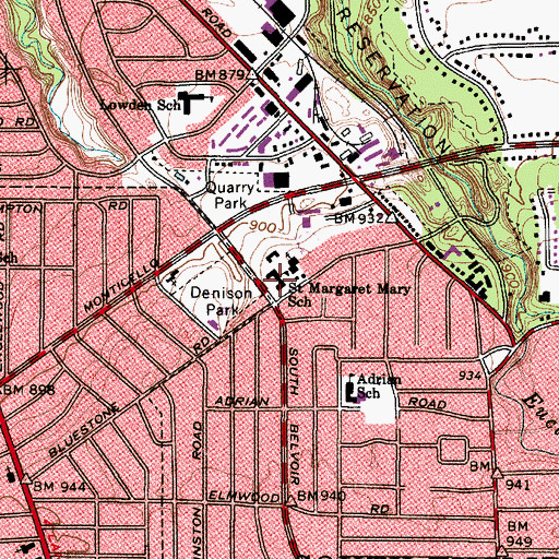 Topographic Map of Saint Margaret Mary School (historical), OH