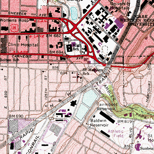 Topographic Map of Saint Marians School, OH