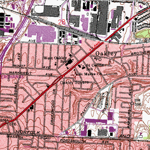 Topographic Map of Saint Marks Church, OH