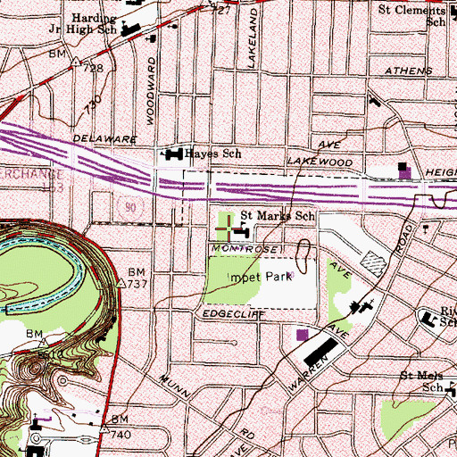 Topographic Map of Saint Marks School, OH