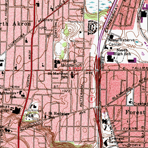 Topographic Map of Saint Marthas School, OH