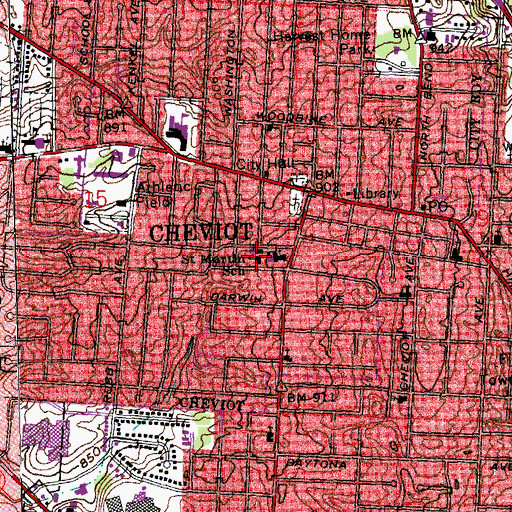 Topographic Map of Saint Martin School, OH