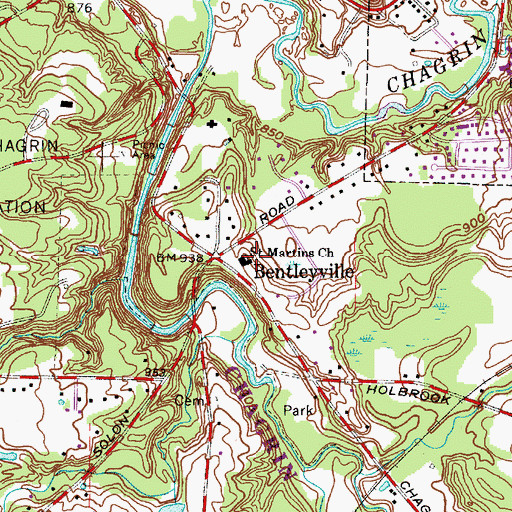 Topographic Map of Saint Martins Church, OH