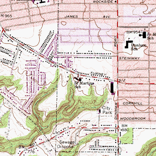 Topographic Map of Saint Martins School, OH