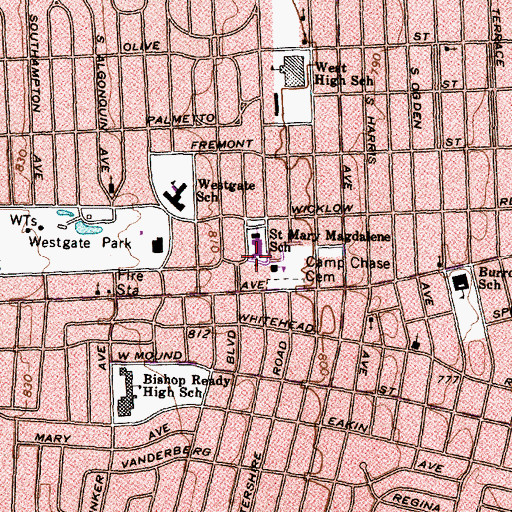 Topographic Map of Saint Mary Magdalene School, OH