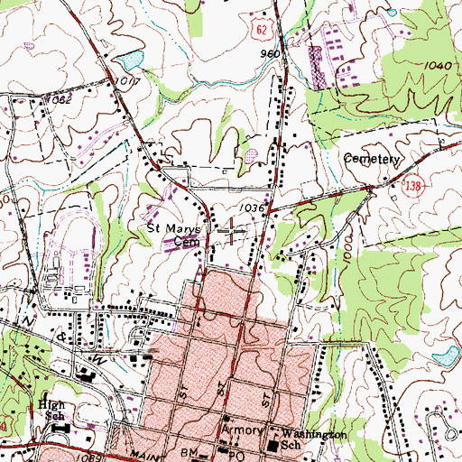 Topographic Map of Saint Marys Cemetery, OH
