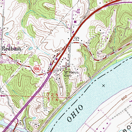 Topographic Map of Saint Marys Cemetery, OH