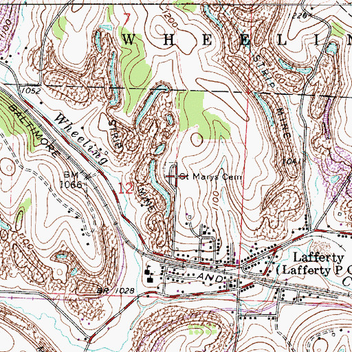 Topographic Map of Saint Marys Cemetery, OH