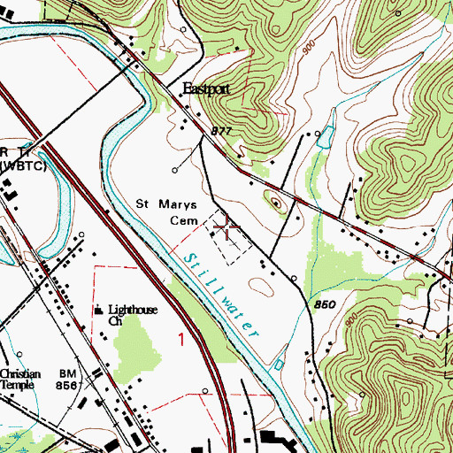 Topographic Map of Saint Marys Cemetery, OH