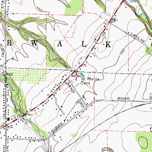Topographic Map of Saint Marys Cemetery, OH