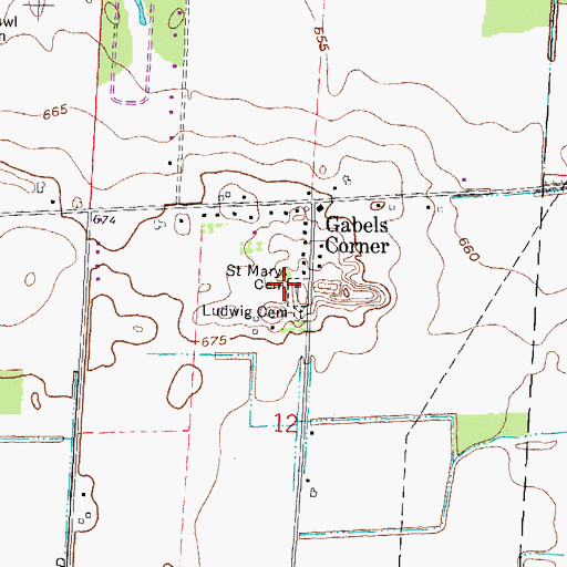 Topographic Map of Saint Marys Cemetery, OH