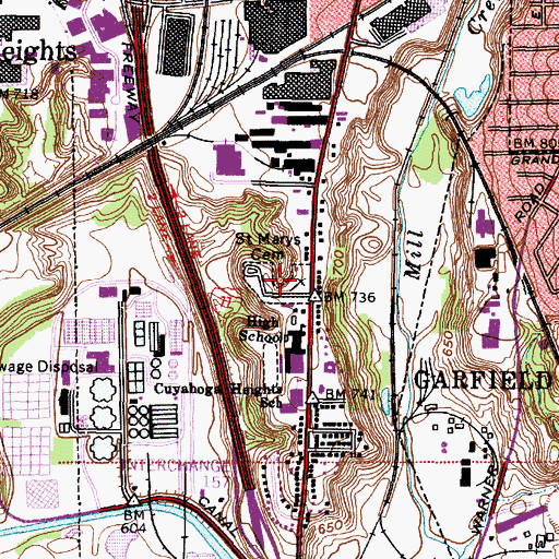 Topographic Map of Saint Marys Cemetery, OH