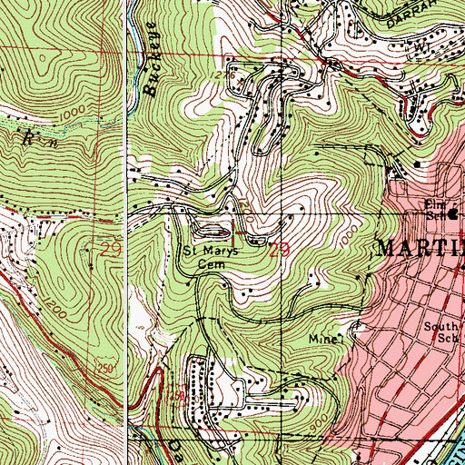 Topographic Map of Saint Marys Cemetery, OH