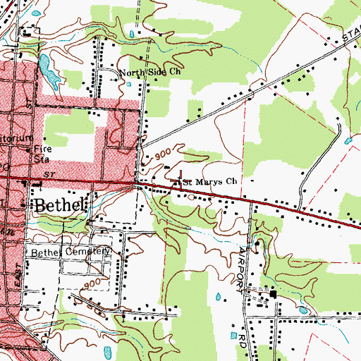 Topographic Map of Saint Marys Church, OH