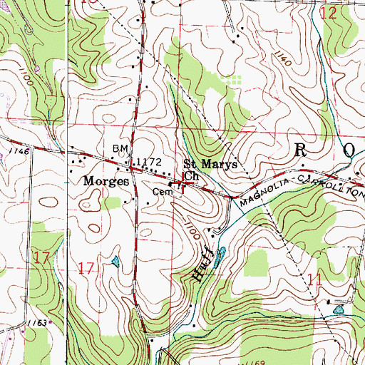 Topographic Map of Saint Marys Church, OH