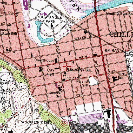 Topographic Map of Saint Marys School, OH