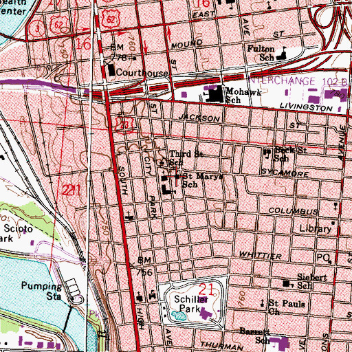 Topographic Map of Saint Marys School, OH