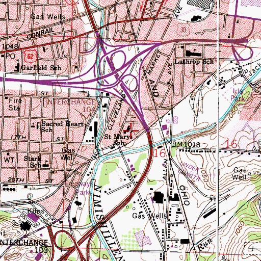 Topographic Map of Saint Marys School, OH