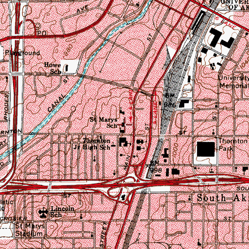 Topographic Map of Saint Marys School, OH