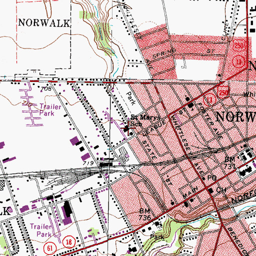 Topographic Map of Saint Marys School, OH
