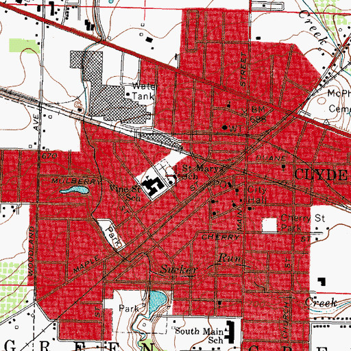 Topographic Map of Saint Marys School, OH