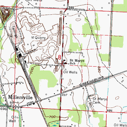 Topographic Map of Saint Marys School, OH
