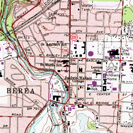 Topographic Map of Saint Marys School, OH