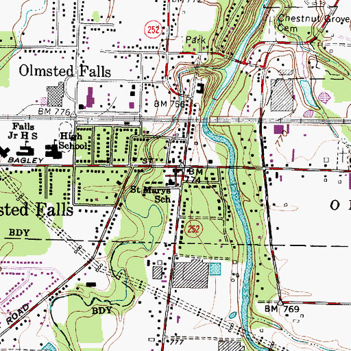 Topographic Map of Saint Mary of the Falls School, OH