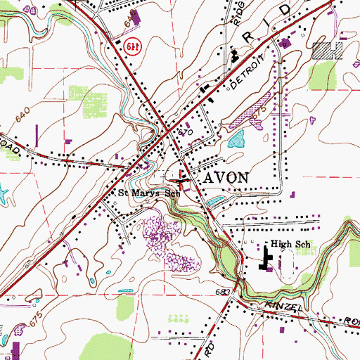 Topographic Map of Saint Marys School, OH