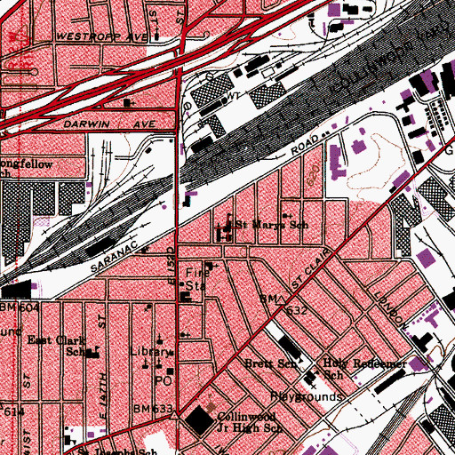 Topographic Map of Saint Marys School, OH
