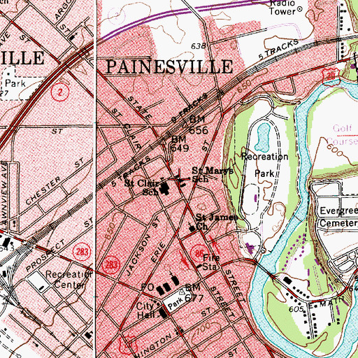 Topographic Map of Saint Marys School (historical), OH
