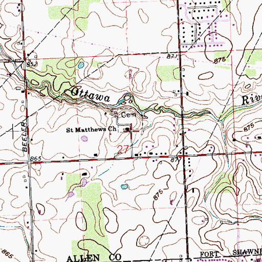 Topographic Map of Saint Matthews Church, OH