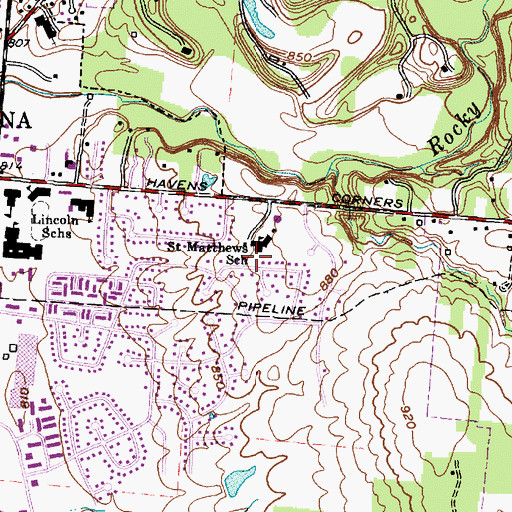 Topographic Map of Saint Matthews School, OH