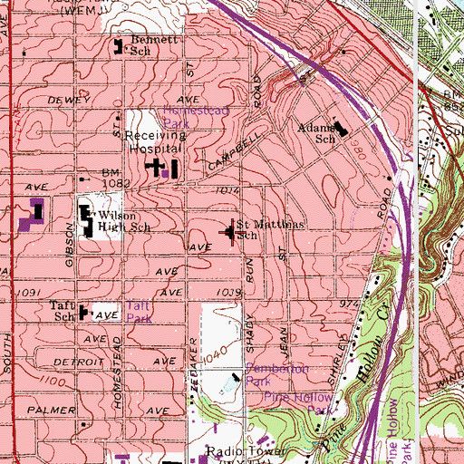 Topographic Map of Saint Matthias School, OH