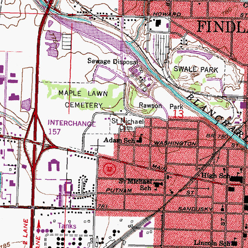 Topographic Map of Saint Michael Cemetery, OH