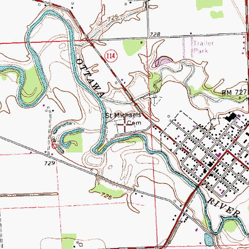 Topographic Map of Saint Michaels Cemetery, OH