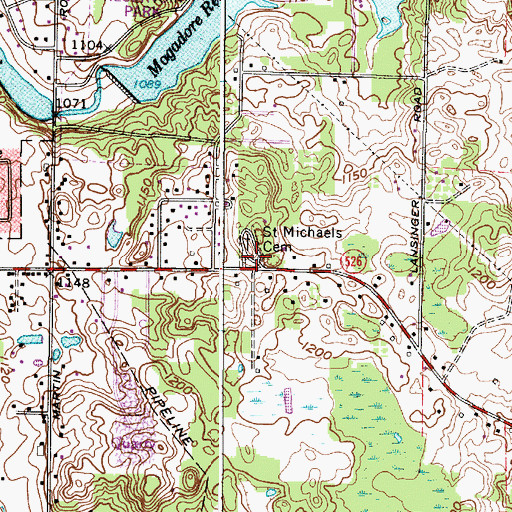 Topographic Map of Saint Michaels Cemetery, OH