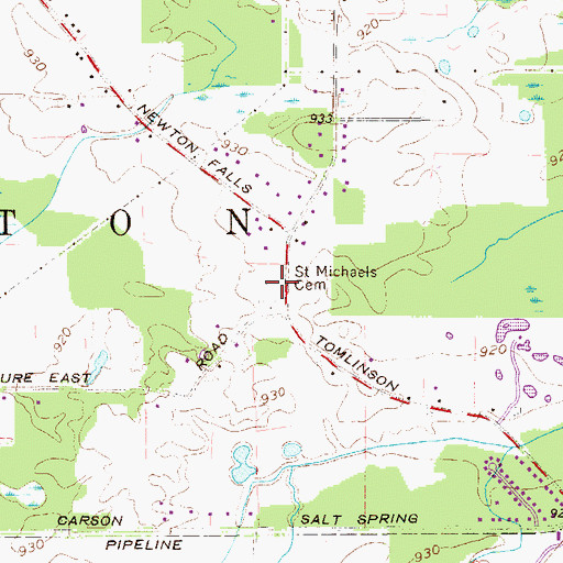 Topographic Map of Saint Michaels Cemetery, OH