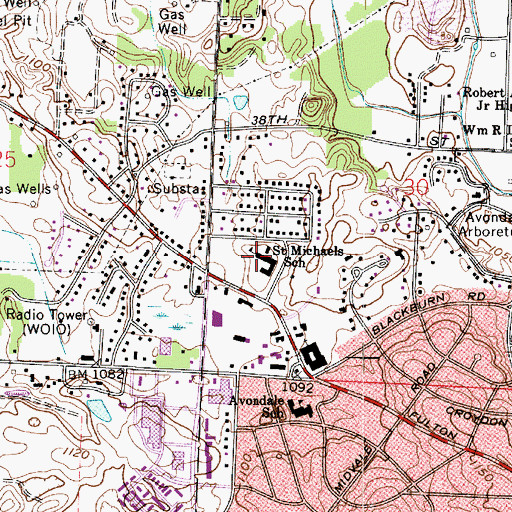 Topographic Map of Saint Michaels School, OH