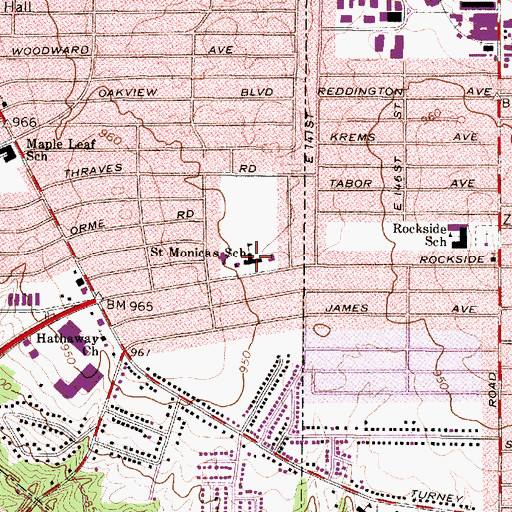 Topographic Map of Saint Monicas School, OH