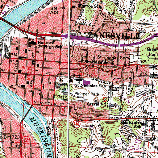 Topographic Map of Saint Nicholas School, OH