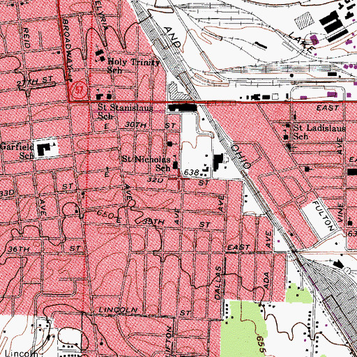 Topographic Map of Saint Nicholas School, OH